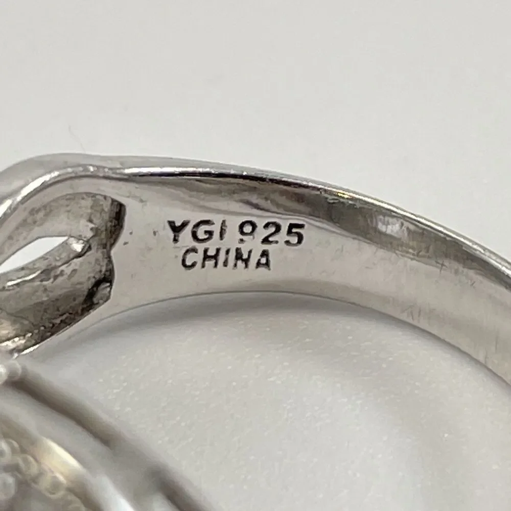 925 Sterling Silver White Cubic Zirconia Halo Oval Cut Statement Ring Sz 7